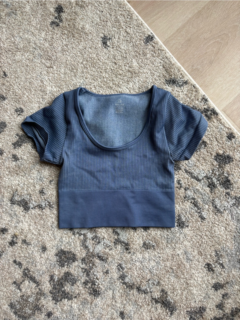 aerie Navy Ribbed Scoop-Neck Crop Top